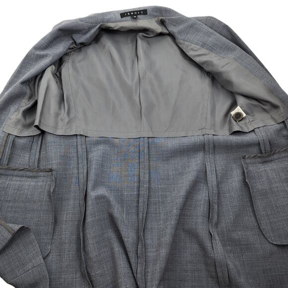 Theory Wool Three Button Blazer Gray Lined Sealed Pockets Size S - Picture 5 of 6